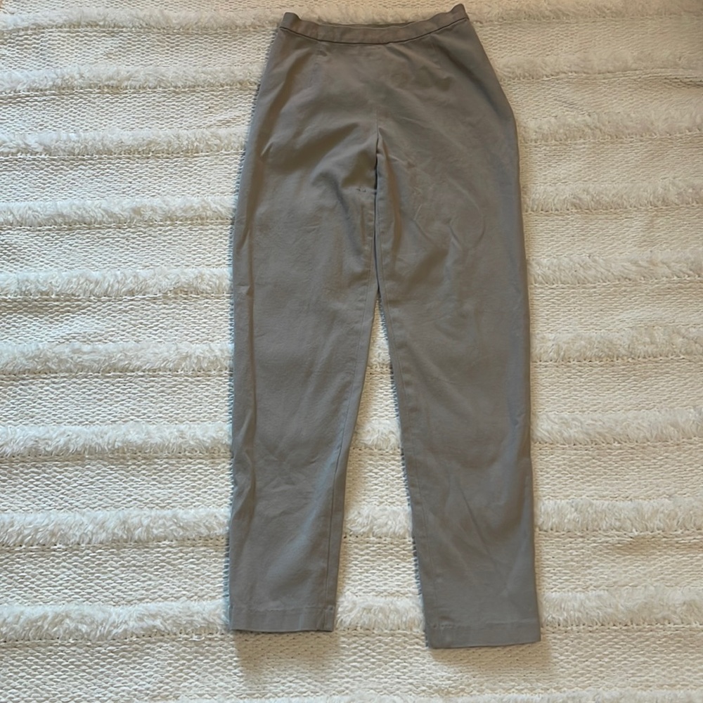 Gap stretch pants khaki side zipper straight cotton spandex leg womens size 6 R